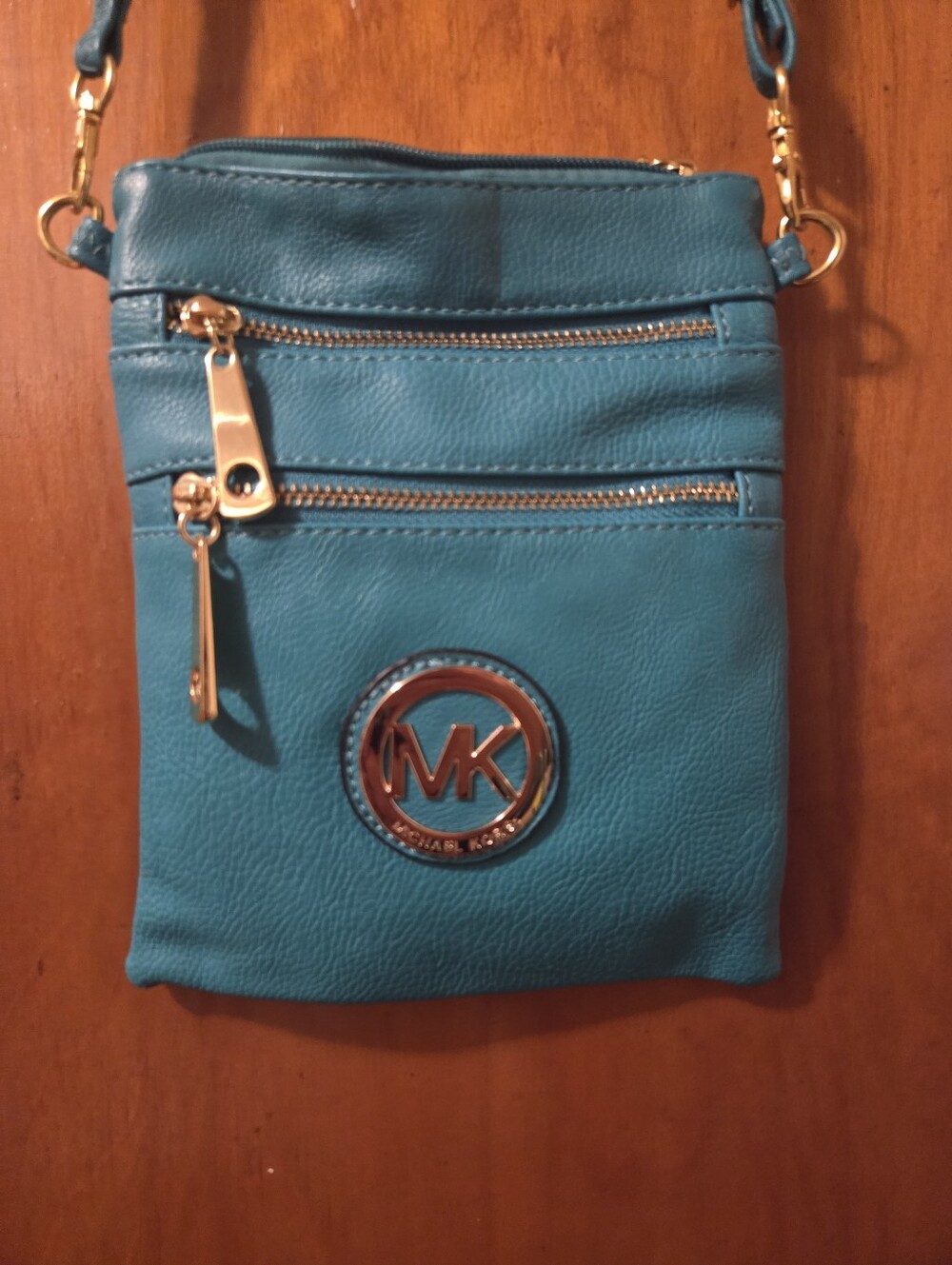 Michael Kors Teal Crossbody with Gold-Tone Logo